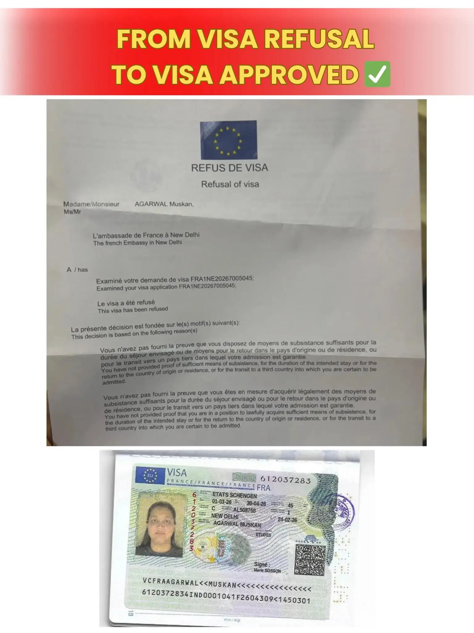 From visa refusal to visa approved